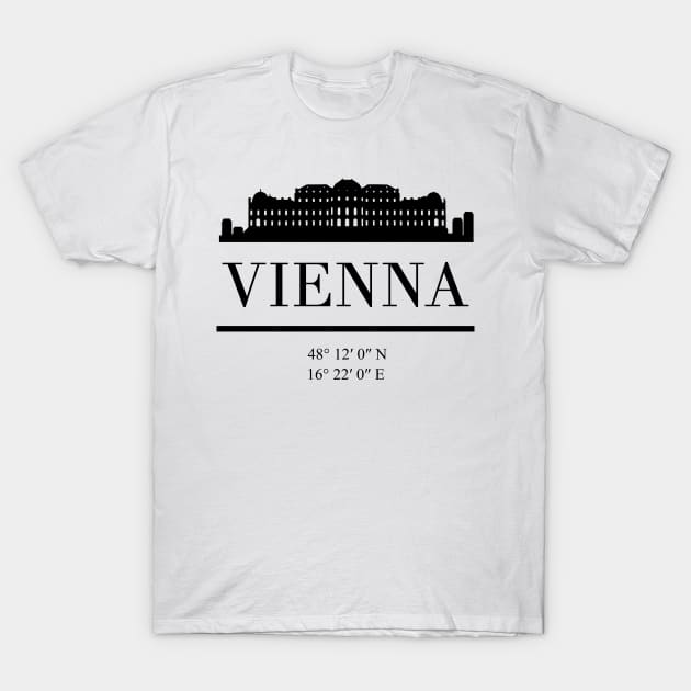 VIENNA AUSTRIA BLACK SILHOUETTE SKYLINE ART T-Shirt by deificusArt